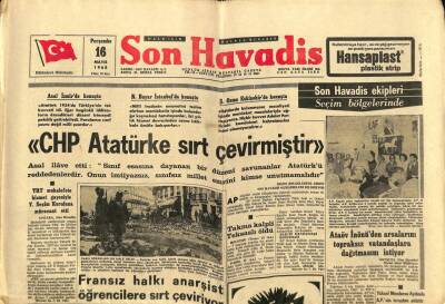 Son Havadis Gazetesi 16 Mayıs 1968 - CHP Atatürke Sırt Çevirmiştir GZ65337 - 1