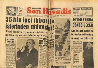 Son Havadis Gazetesi 16 Ocak 1962 - 35 Bin İşçi İhbar İle işlerinden Atılmışlar GZ59388 - 1