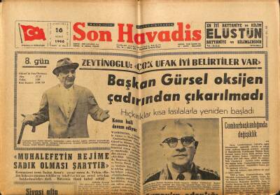 Son Havadis Gazetesi 16 Şubat 1966 - Başkan Gürsel Oksijen Çadırından Çıkarılmadı GZ77490 - 1