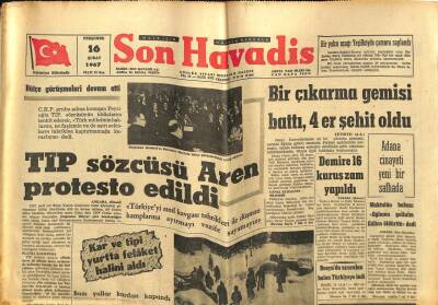 Son Havadis Gazetesi 16 Şubat 1967 - TİP Sözcüsü Aren Protesto Edildi GZ59366 - 1
