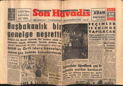 Son Havadis Gazetesi 16 Temmuz 1961 - Başbakanlık Bir Genelge Neşretti GZ77436 - 1