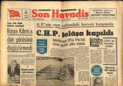 Son Havadis Gazetesi 17 Ağustos 1965 - Rusya Kıbrısa Dair Görüşünü Değiştirmedi GZ102278 - 1