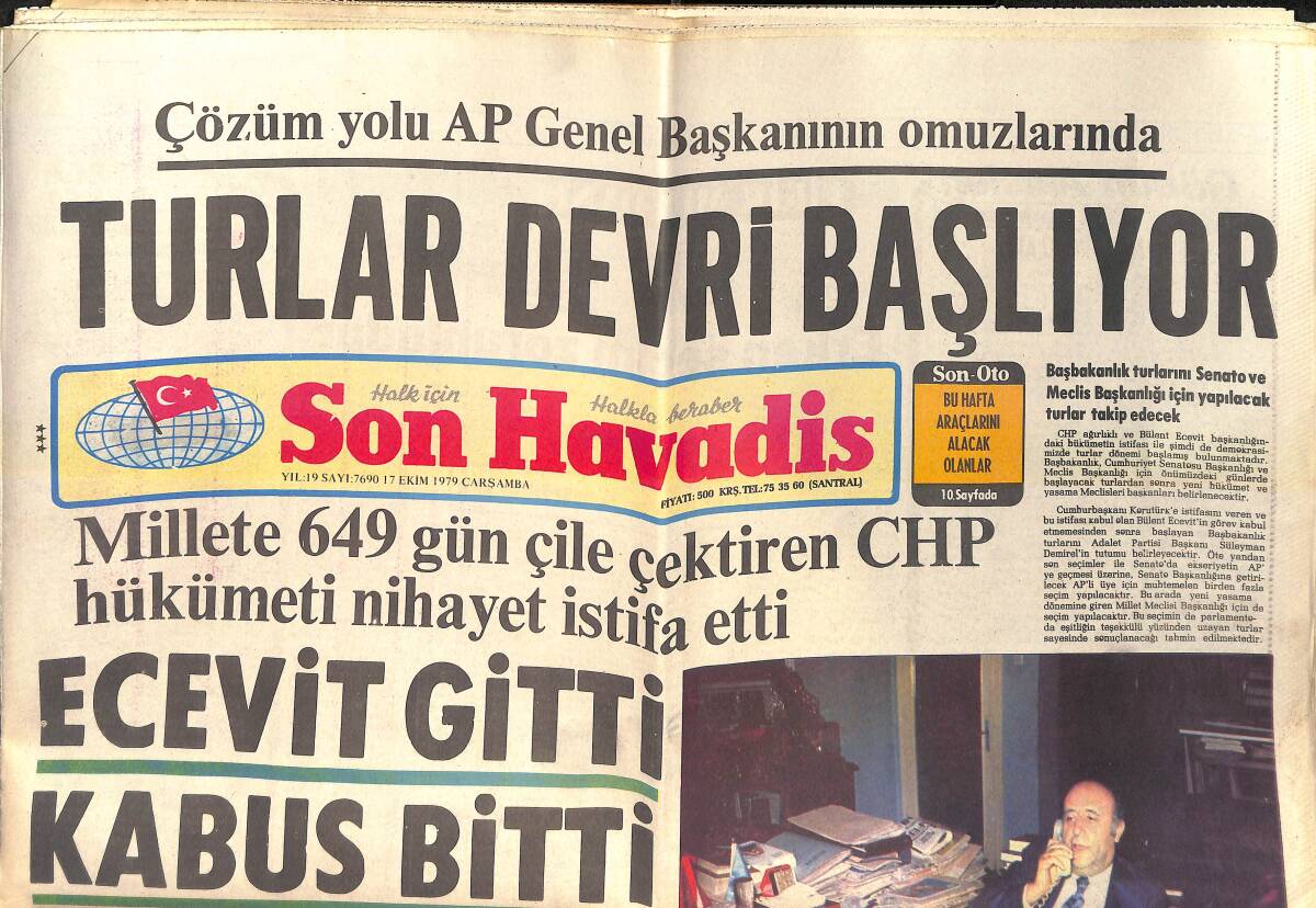 Son Havadis Gazetesi 17 Ekim 1979 - Ecevit Gitti Kabus Bitti - Nesrin Sipahi Doğum Gününde Almanya'da Konser Verecek GZ143056 - 1