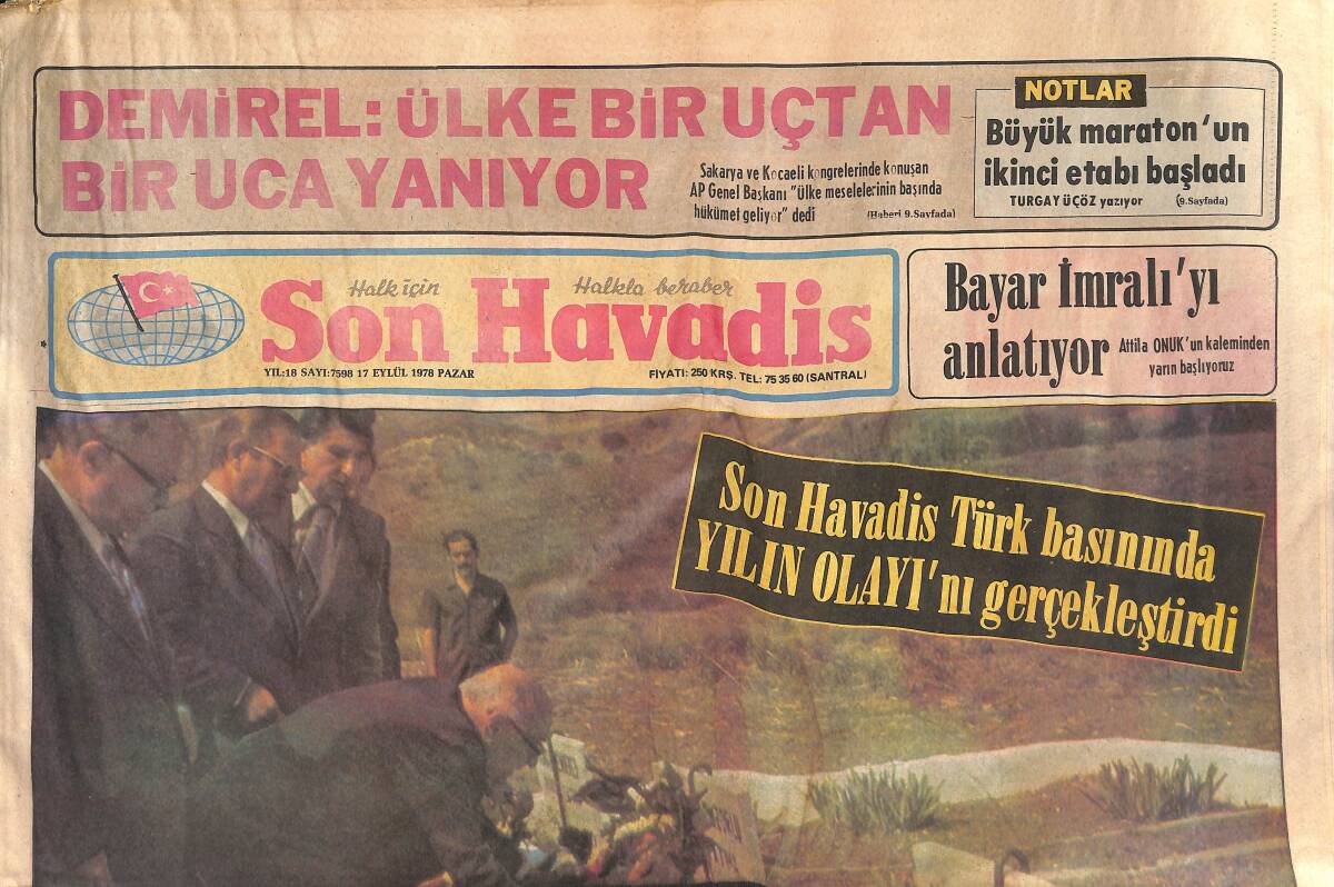 Son Havadis Gazetesi 17 Eylül 1978 - Muhammed Ali Clay En Büyük - Celal Bayar İmralı'da Hasret Giderdi GZ134648 - 1