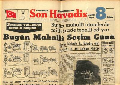Son Havadis Gazetesi 17 Kasım 1963 - Bugün Mahalli Seçim Günü GZ65339 - 1