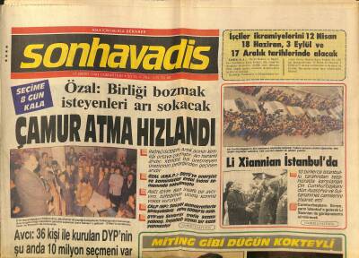 Son Havadis Gazetesi 17 Mart 1984 - Demirel-Atasagun Ailelerinin Düğününe 3 Bin Kişi Katıldı - Li Xiannian İstanbulda GZ121091 - 1