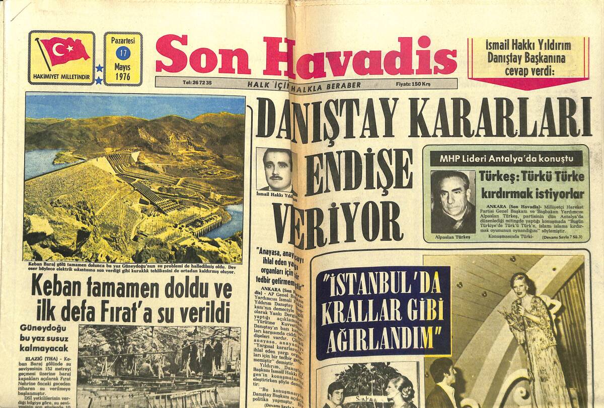 Son Havadis Gazetesi 17 Mayıs 1976 - Celal Bayar, Yener'lerin Sergisini Ziyaret Etti - Prenses Grace 