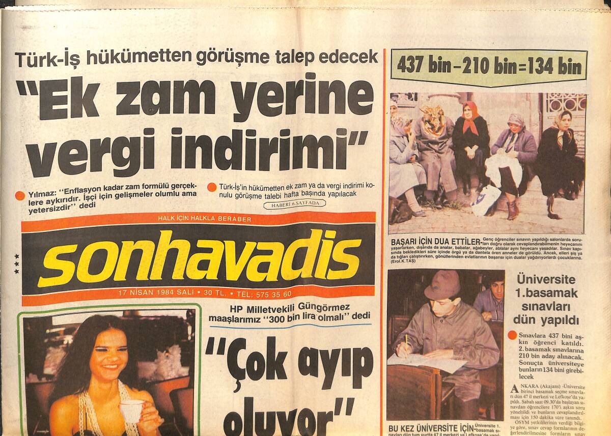 Son Havadis Gazetesi 17 Nisan 1984 - Denktaş, Haklarımızı Kimse Geri İsteyemez Dedi - Beyaz Saray Kurbanları! GZ144144 - 1