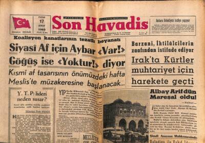 Son Havadis Gazetesi 17 Şubat 1963 - Irakta Kürtler Muhtariyet İçin Harekete Geçti GZ73967 - 1