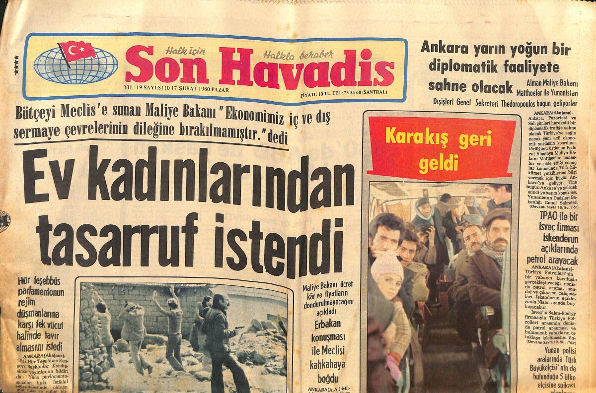 Son Havadis Gazetesi 17 Şubat 1980 - Sabancı Holding Dünyada 5 Büyük Şirket Arasında - Mersin Cezaevi Yakıldı GZ134091 - 1
