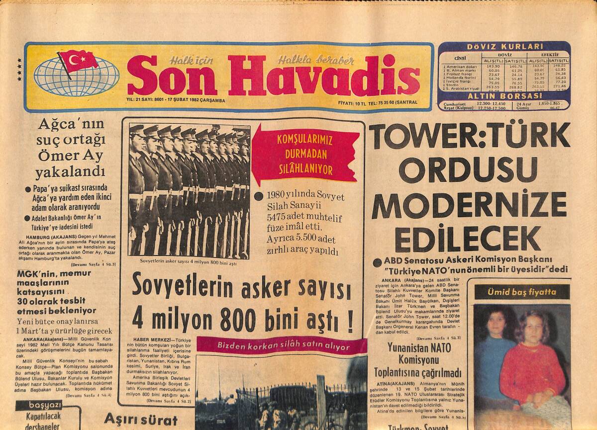Son Havadis Gazetesi 17 Şubat 1982 - Sovyetlerin Asker Sayısı 4 Milyon 800 Bini Aştı ! - Kıbrıs'ta Rumlar Zırhlanma Hazırlığı İçinde Bulunuyor GZ149701 - 1