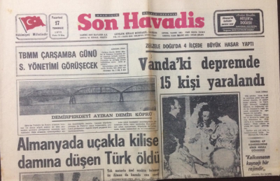 Son Havadis Gazetesi 17 Temmuz 1972 - Vanda ki Depremde 15 Kişi Yaralandı - GZ12500 - 2