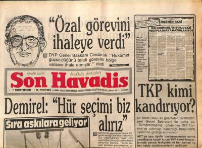 Son Havadis Gazetesi 17 Temmuz 1987 - Özal İsraili Kınadı GZ99073 - 1