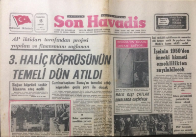Son Havadis Gazetesi 18 Aralık 1971 - 3. Haliç Köprüsünün Temeli Dün Atıldı - GZ12819 - 2