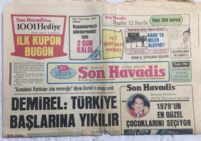 Son Havadis Gazetesi 18 Aralık 1978 - Komünist Partisine İzin Vereceğiz Diyen Ecevite Demirel,Cevap VerdiTürkiye Başlarına Yıkılır - GZ21322 - 1