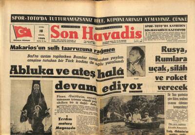 Son Havadis Gazetesi 18 Eylül 1964 - Makariosun Sulh Taarruzuna Rağmen Abluka Ve Ateş Hala Devam Ediyor GZ74210 - 1