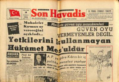 Son Havadis Gazetesi 18 Haziran 1964 - Suikast Sanığı Mesut Suna 20 Sene Ceza Yedi GZ60349 - 1