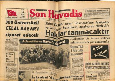 Son Havadis Gazetesi 18 Ocak 1963 - 300 Üniversiteli Celal Bayarı Ziyaret Edecek GZ74169 - 1