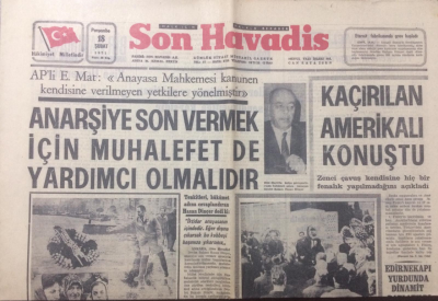 Son Havadis Gazetesi 18 Şubat 1971 - Kaçırılan Amerıkalı Konuştu - GZ12161 - 2