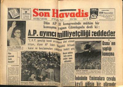 Son Havadis Gazetesi 19 Ağustos 1962 - Irak , Türk Düşmanlığını Aleniyete İntikal Ettirdi GZ102054 - 2