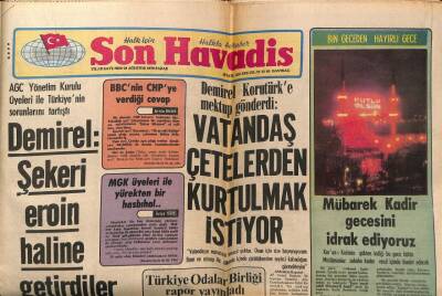 Son Havadis Gazetesi 19 Ağustos 1979 - Demirel Şekeri Eroin Haline Getirdiler GZ99149 - 1