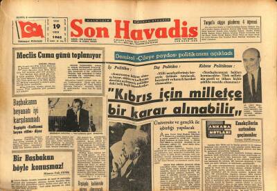 Son Havadis Gazetesi 19 Ekim 1965 - İpsala Gümrüğünde 212.120 Adet Tabanca Mermisi Ele Geçirildi - Ürgüplü Kabinede Görev Almıyacak GZ121039 - 1