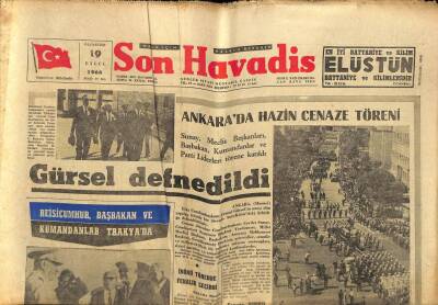 Son Havadis Gazetesi 19 Eylül 1966 - Cemal Gürsel Defnedildi GZ80563 - 1