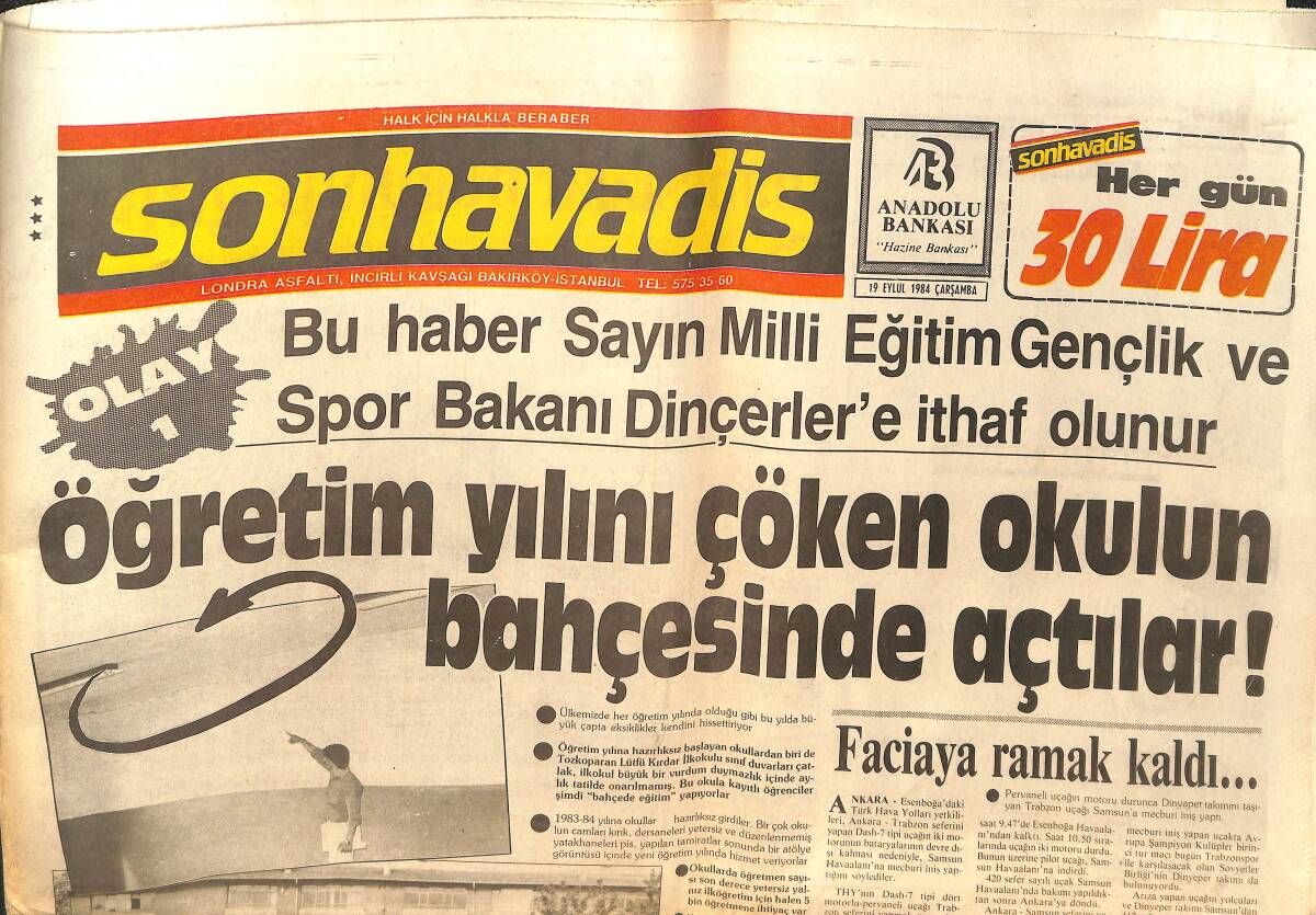 Son Havadis Gazetesi 19 Eylül 1984 - Hollywood'un Dulları Kitabı Ortalığı Birbirine Kattı - Genelevde Turist Operasyonu GZ144128 - 1
