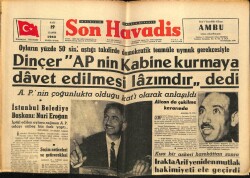 Son Havadis Gazetesi 19 Kasım 1963 - İstanbul Belediye Başkanı Nuri Erdoğan GZ65341 - 2