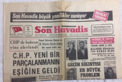 Son Havadis Gazetesi 19 Kasım 1971 - CHP Yeni Bir Paraçlanmanın Eşiğine Geldi - GZ21311 - 1