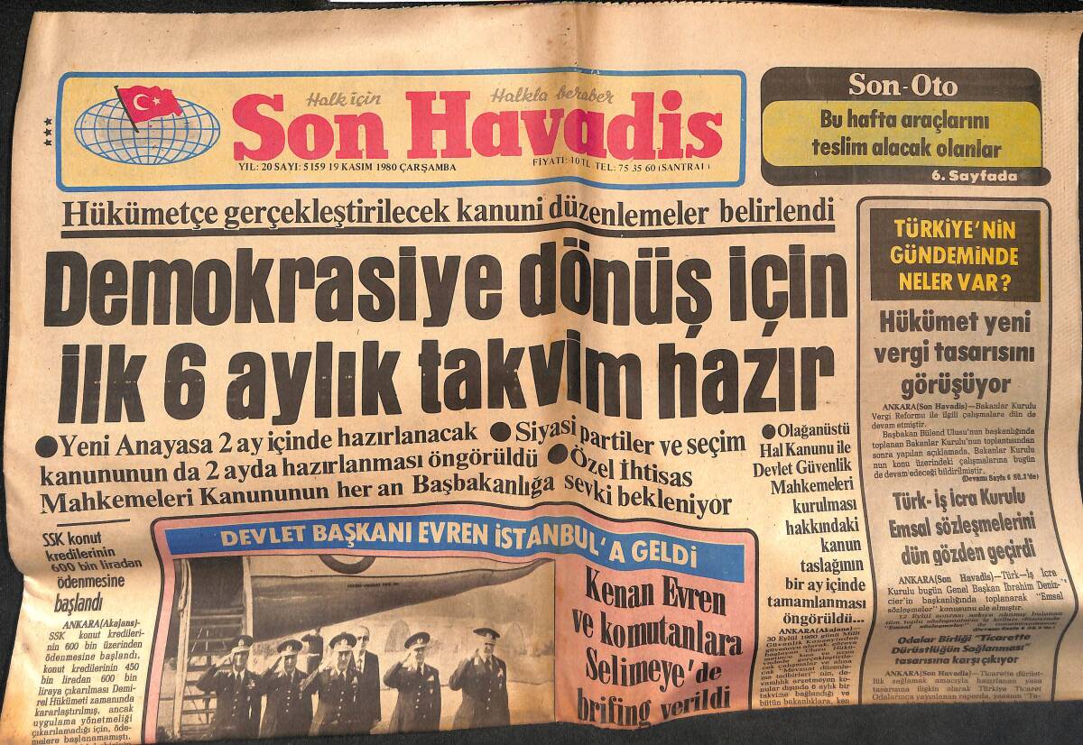 Son Havadis Gazetesi 19 Kasım 1980 - İran Susangerd Kentini Geri Aldığını Açıkladı - Demokrasiye Dönüş İçin İlk 6 Aylık Takvim Hazır GZ134523 - 1