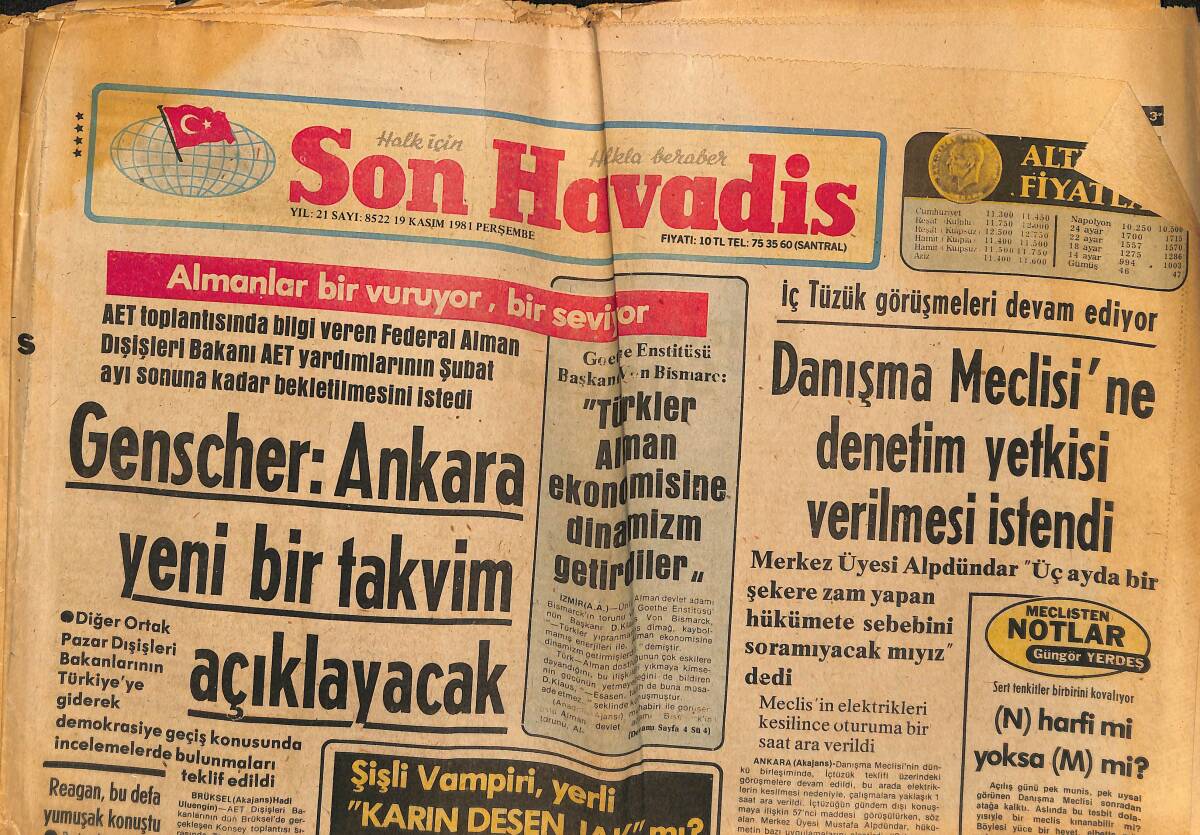 Son Havadis Gazetesi 19 Kasım 1981 - Sophia Loren Hastalanan Kocasını Terketti GZ149700 - 1