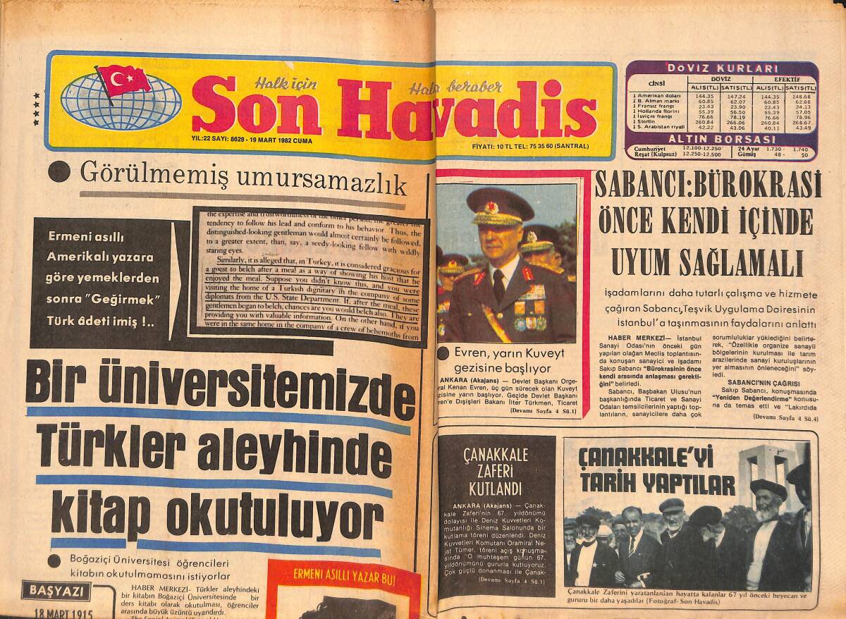 Son Havadis Gazetesi 19 Mart 1982 - Sabancı : Bürokrasi Önce Kendi İçinde Uyum Sağlamalı - Bir Yılda 700 Milyon Liralık İlaç Sattık GZ149650 - 1