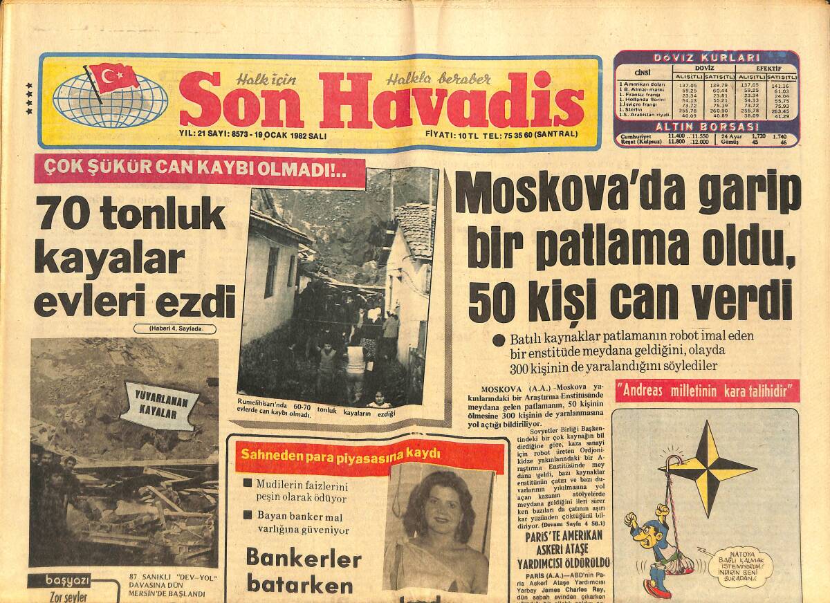 Son Havadis Gazetesi 19 Ocak 1982 - Hülya Işıl'ın TRT İle Başı Dertte - Yunanlılar PASOK İle Papandreu'ya Ateş Püskürüyor GZ142743 - 1