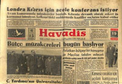 Son Havadis Gazetesi 19 Şubat 1958 - Londra Kıbrıs İçin Acele Konferans İstiyor GZ59542 - 1