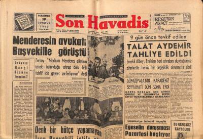 Son Havadis Gazetesi 19 Temmuz 1962 - Talat Aydemir Tahliye Edildi GZ73955 - 1