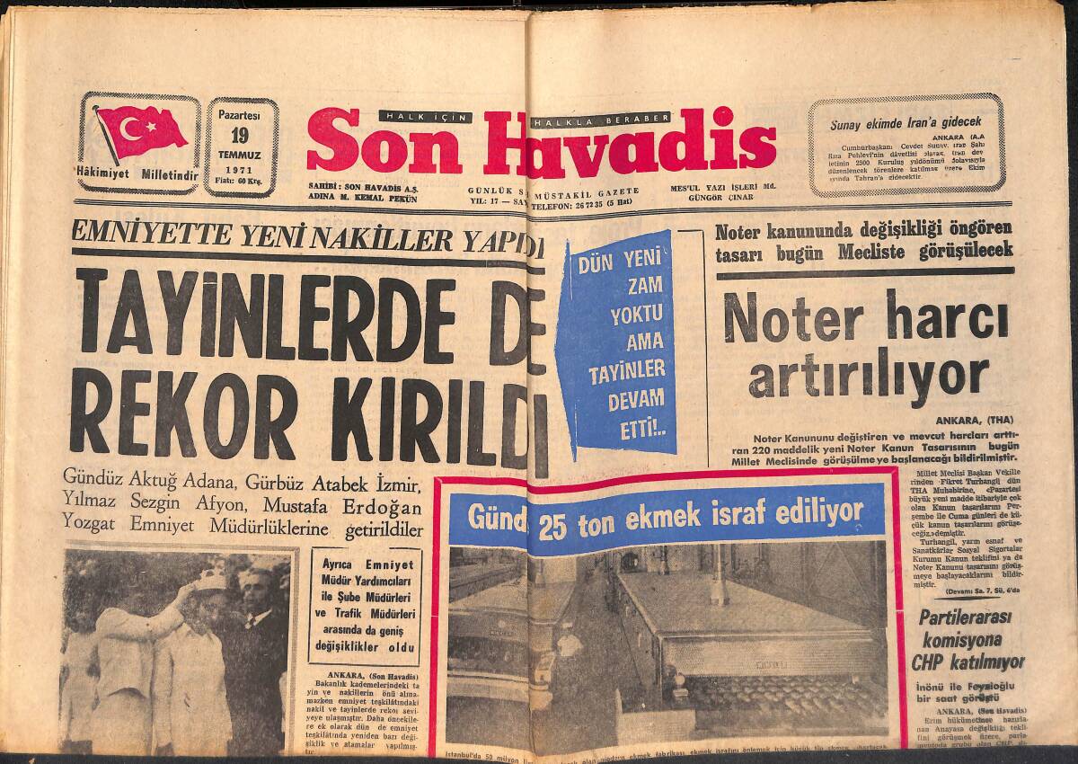 Son Havadis Gazetesi 19 Temmuz 1971 - Sümerbank'ın Kuruluşunun 38.Yıldönümünde Nailin Defilesinde Atanın Giydiği Elbiseler Teşhir Edildi GZ158785 - 1