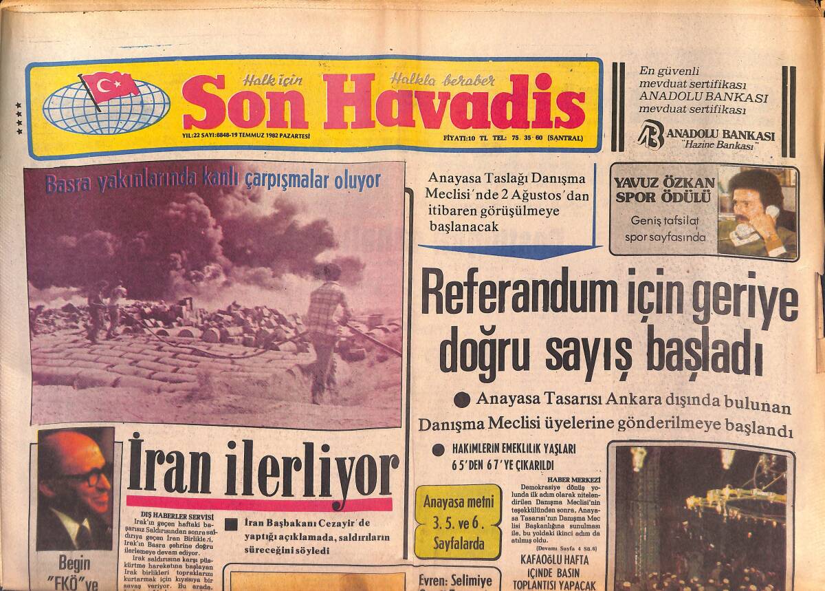 Son Havadis Gazetesi 19 Temmuz 1982 - Kıbrıs Rum Halkı Zorla Toplantıya Çağrılıyor - Özal'ın Politikası Terkediliyor GZ149437 - 1
