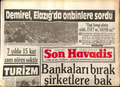 Son Havadis Gazetesi 19 Temmuz 1987 - Fındığa 1050 Lira Az GZ99071 - 1