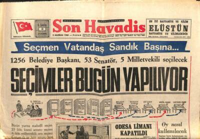 Son Havadis Gazetesi 2 Haziran 1968 - Seçimler Bugün Yapılıyor GZ103369 - 1