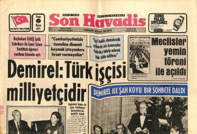 Son Havadis Gazetesi 2 Kasım 1975 - Meclisler Yemin Töreni İle Açıldı GZ65653 - 1