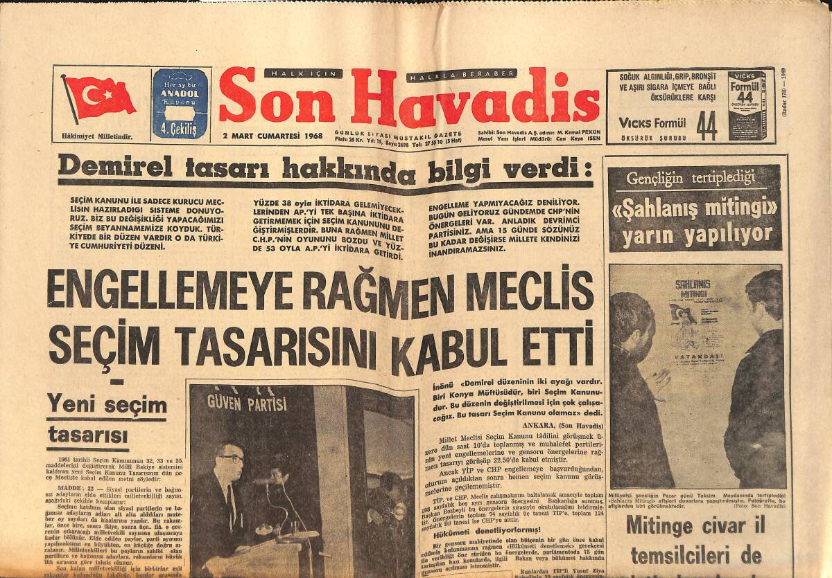 Son Havadis Gazetesi 2 Mart 1968 - Brigitte Bardot Ne Yaptığını Bilmiyor - Türkân Şoray Hakkında Çıkan Dedikoduları Yalanlıyor GZ158778 - 1