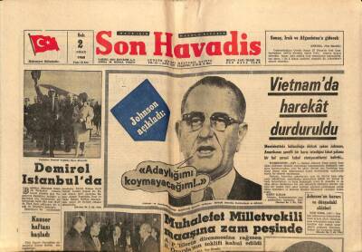 Son Havadis Gazetesi 2 Nisan 1968 - Johnson Açıkladı Adaylığımı Koymayacağım!... GZ65767 - 1