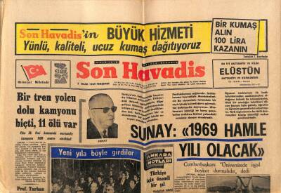 Son Havadis Gazetesi 2 Ocak 1969 - Sunay 1969 Hamle Yılı Olacak GZ56488 - 1