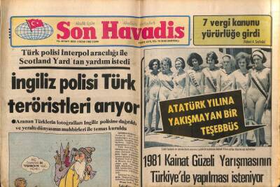 Son Havadis Gazetesi 2 Ocak 1981 - İngiliz Polisi Türk teröristleri Arıyor GZ97923 - 1