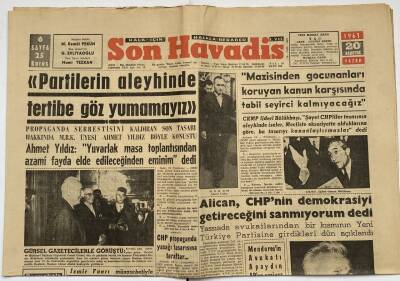 Son Havadis Gazetesi 20 Ağustos 1961 - Alican , CHPnin Demokrasiyi Getireceğini Sanmıyorum Dedi GZ60322 - 1