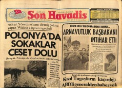 Son Havadis Gazetesi 20 Aralık 1981 - Polonyada Sokaklar Ceset Dolu GZ65396 - 2