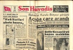 Son Havadis Gazetesi 20 Ekim 1963 - Bakanlar Kurulu Bütçeyi Görüştü , Açığa Çare Arandı GZ102081 - 2