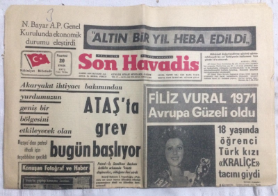 Son Havadis Gazetesi 20 Eylül 1971 - Ataşta Grev Bugün Başlıyor - GZ21297 - 1