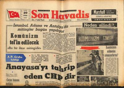 Son Havadis Gazetesi 20 Mart 1966 - Anayasayı Tahrip Eden CHPdir GZ77487 - 1